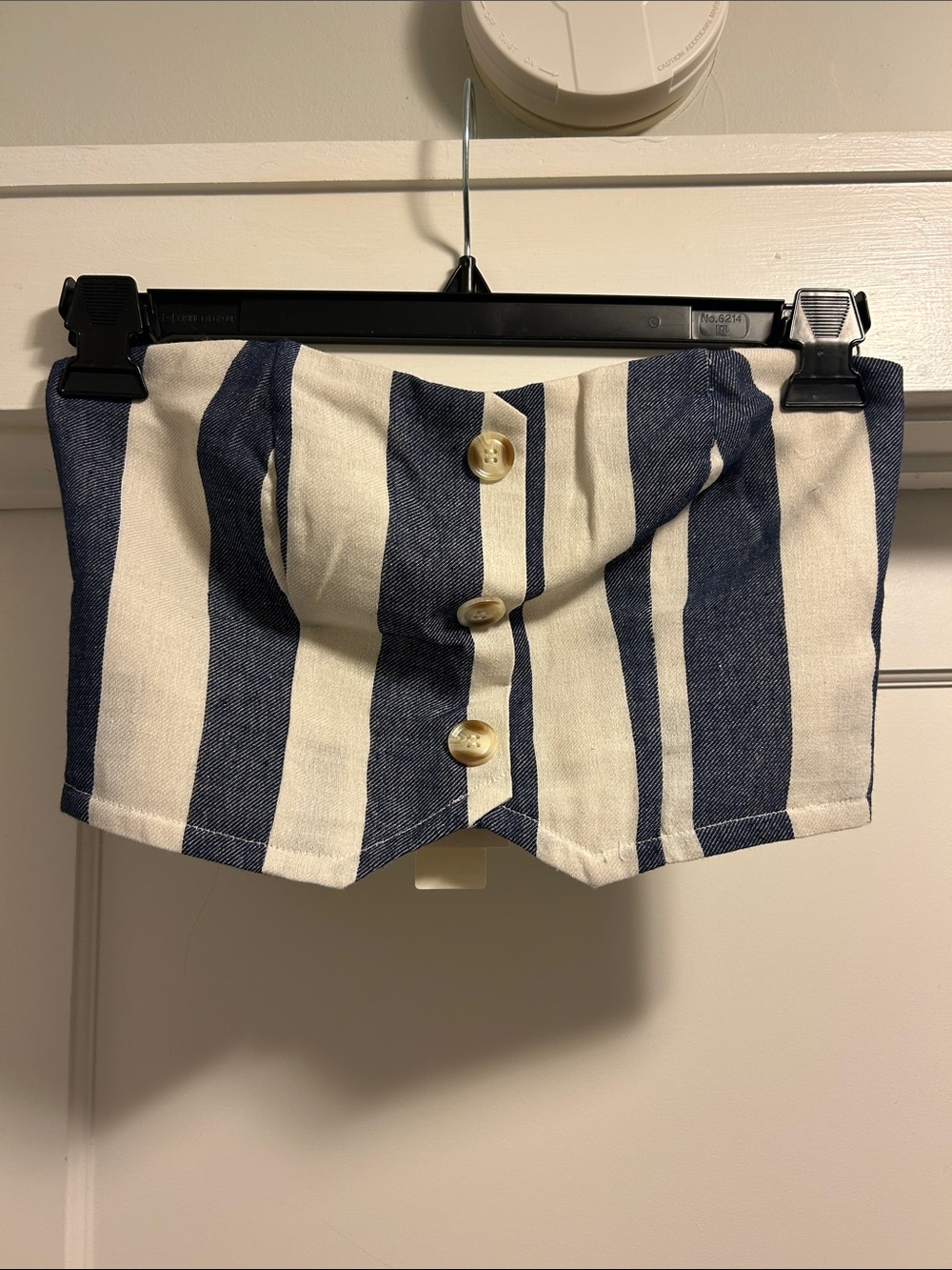 Anthropologie Flat White Navy & White Striped Button-Front Crop Top - XS, NWT